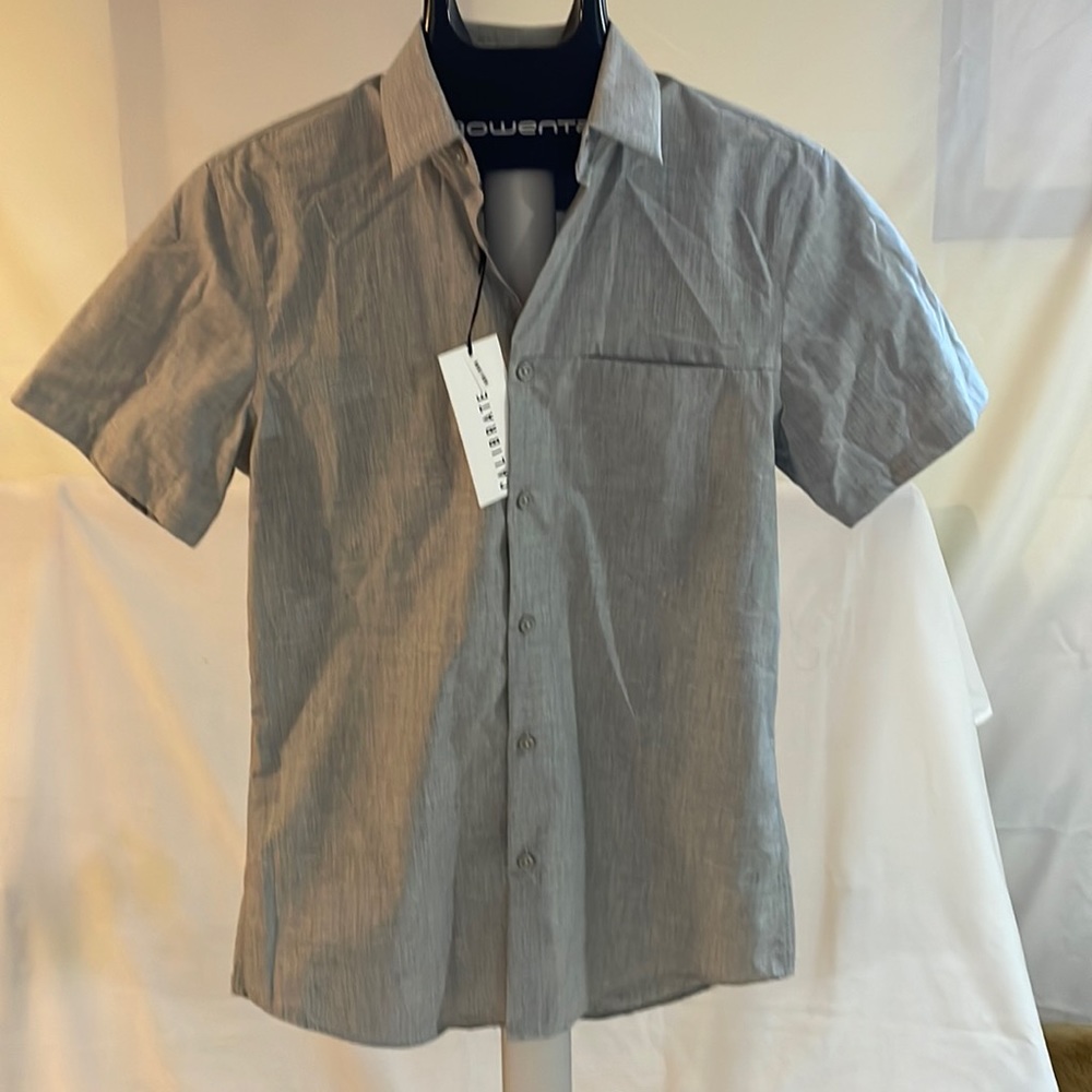 Men’s Calibrate short sleeve button down shirt size small gray 100% cotton